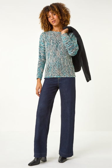 Roman Turquoise Batwing Tape Yarn Jumper