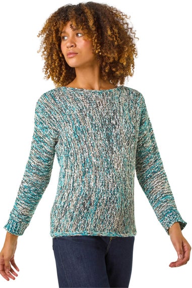 Roman Turquoise Batwing Tape Yarn Jumper