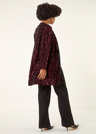 Roman Fuchsia Sequin Velvet Longline Jacket