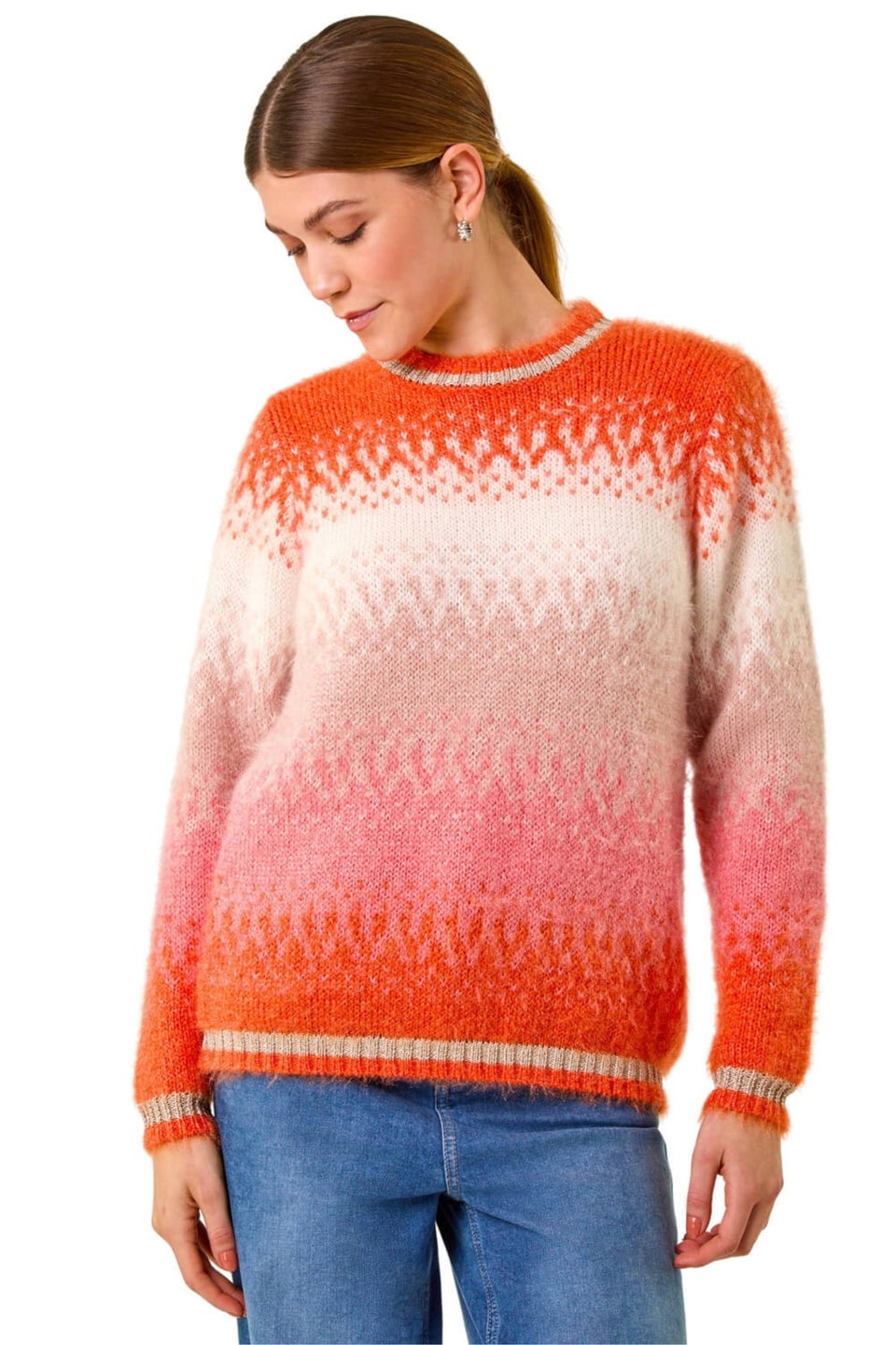 Roman Orange Ombre Tinsel Knit Jumper