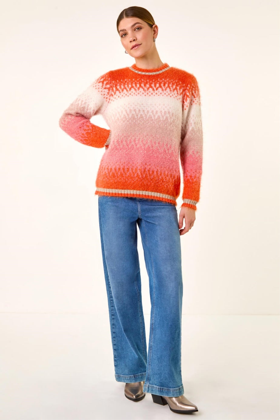 Roman Orange Ombre Tinsel Knit Jumper