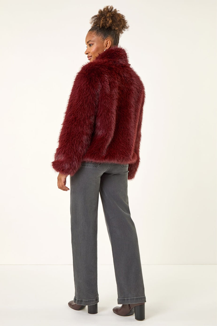 Roman Burgundy Faux Fur Relaxed Bomber