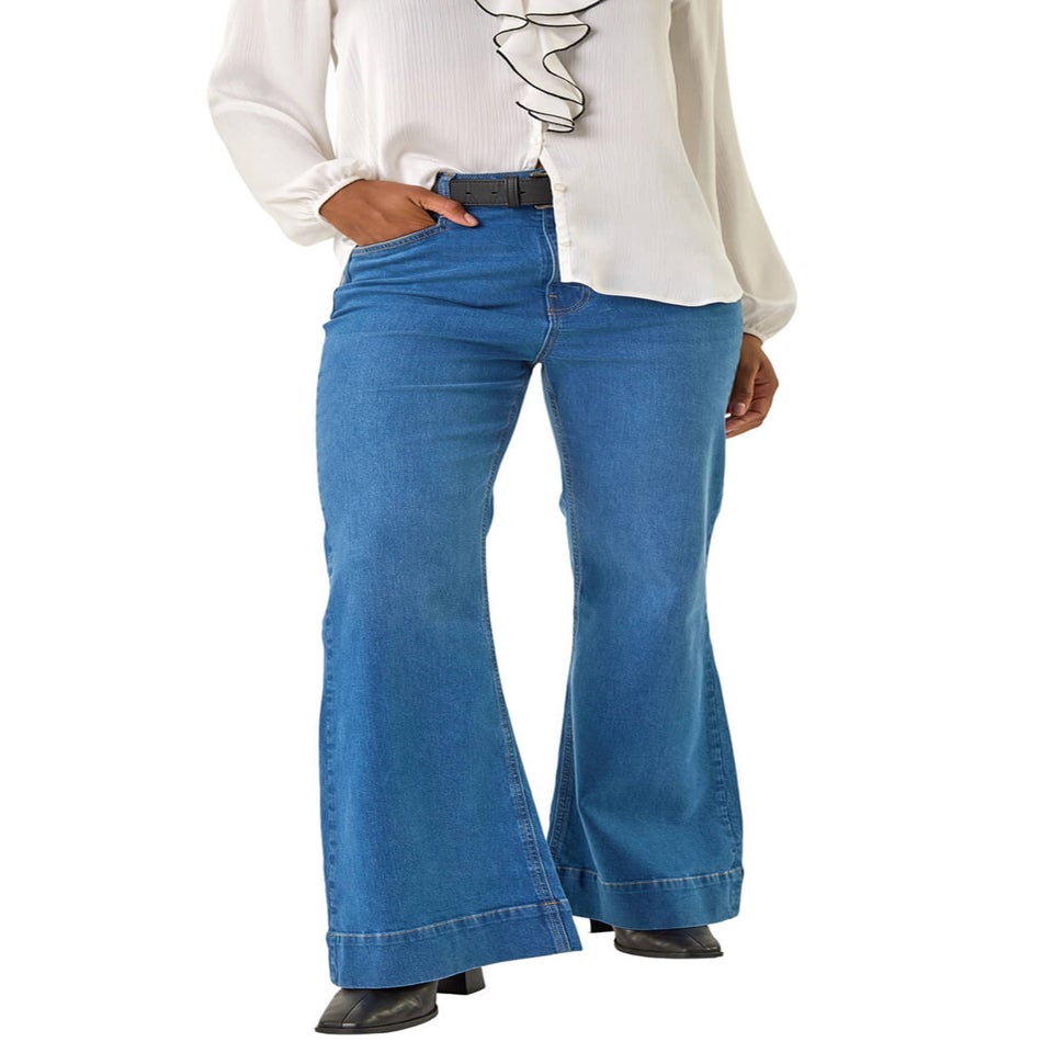 Roman Denim Pocket Stretch Flare Jeans