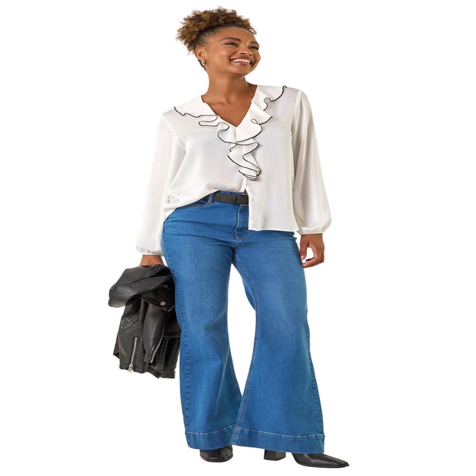 Roman Denim Pocket Stretch Flare Jeans