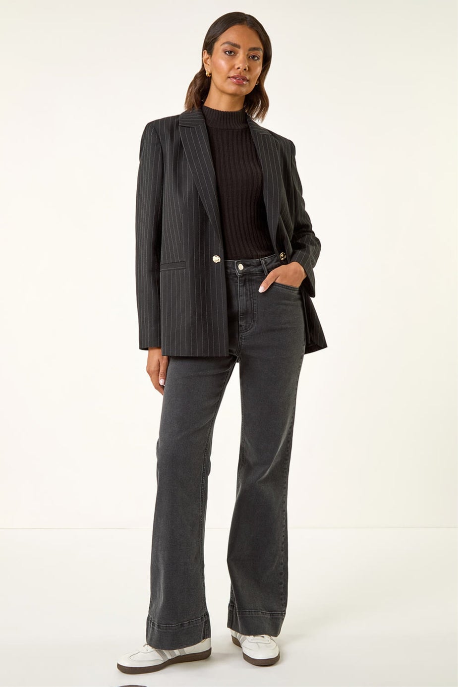 Roman Charcoal Pocket Stretch Flare Jeans