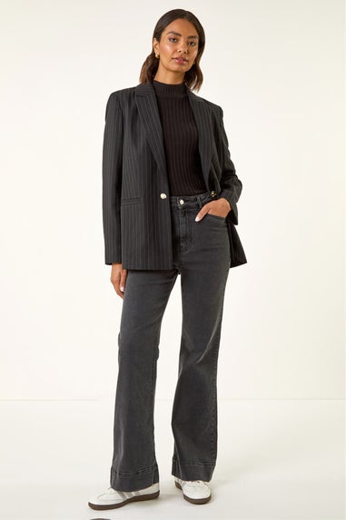 Roman Charcoal Pocket Stretch Flare Jeans