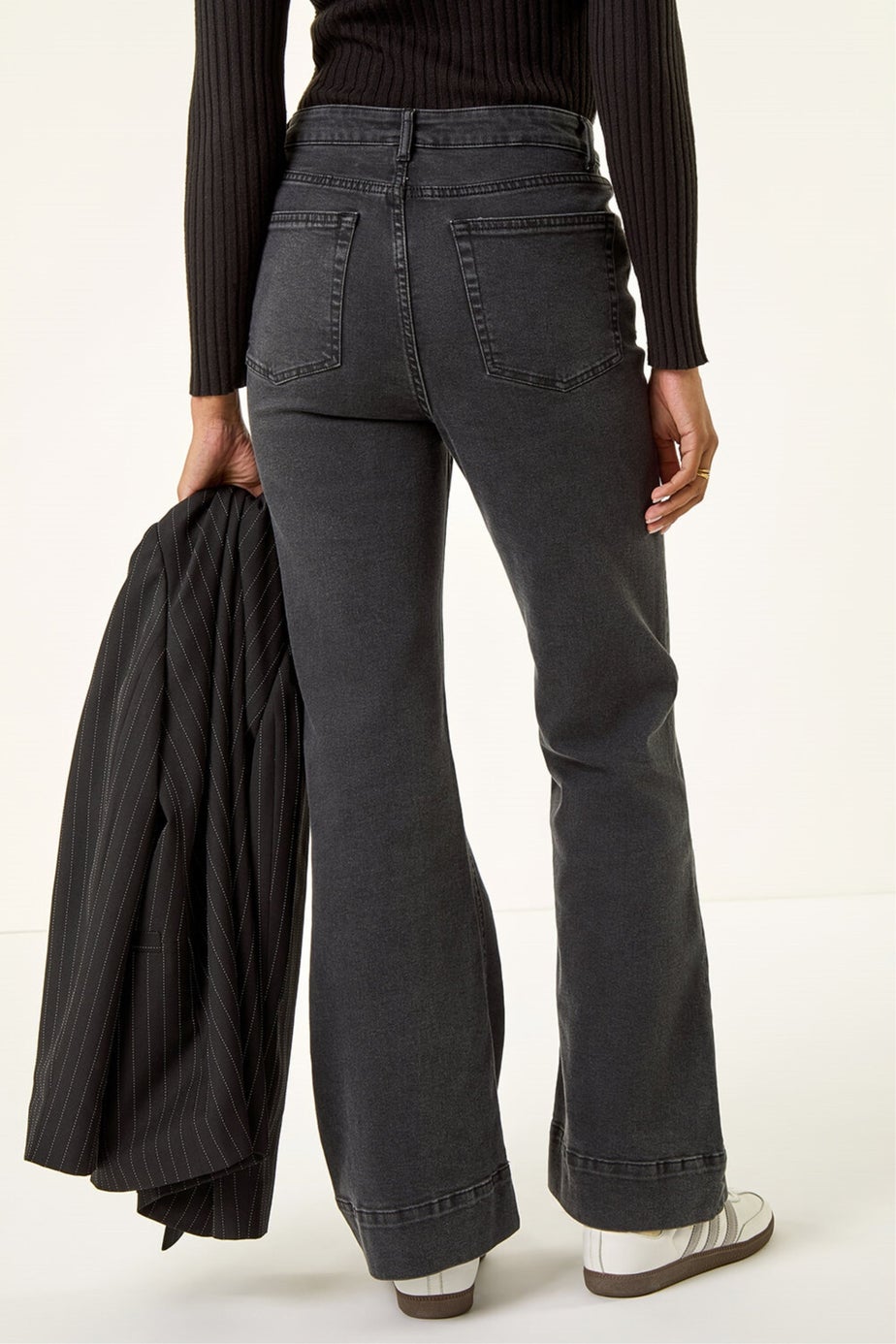 Roman Charcoal Pocket Stretch Flare Jeans