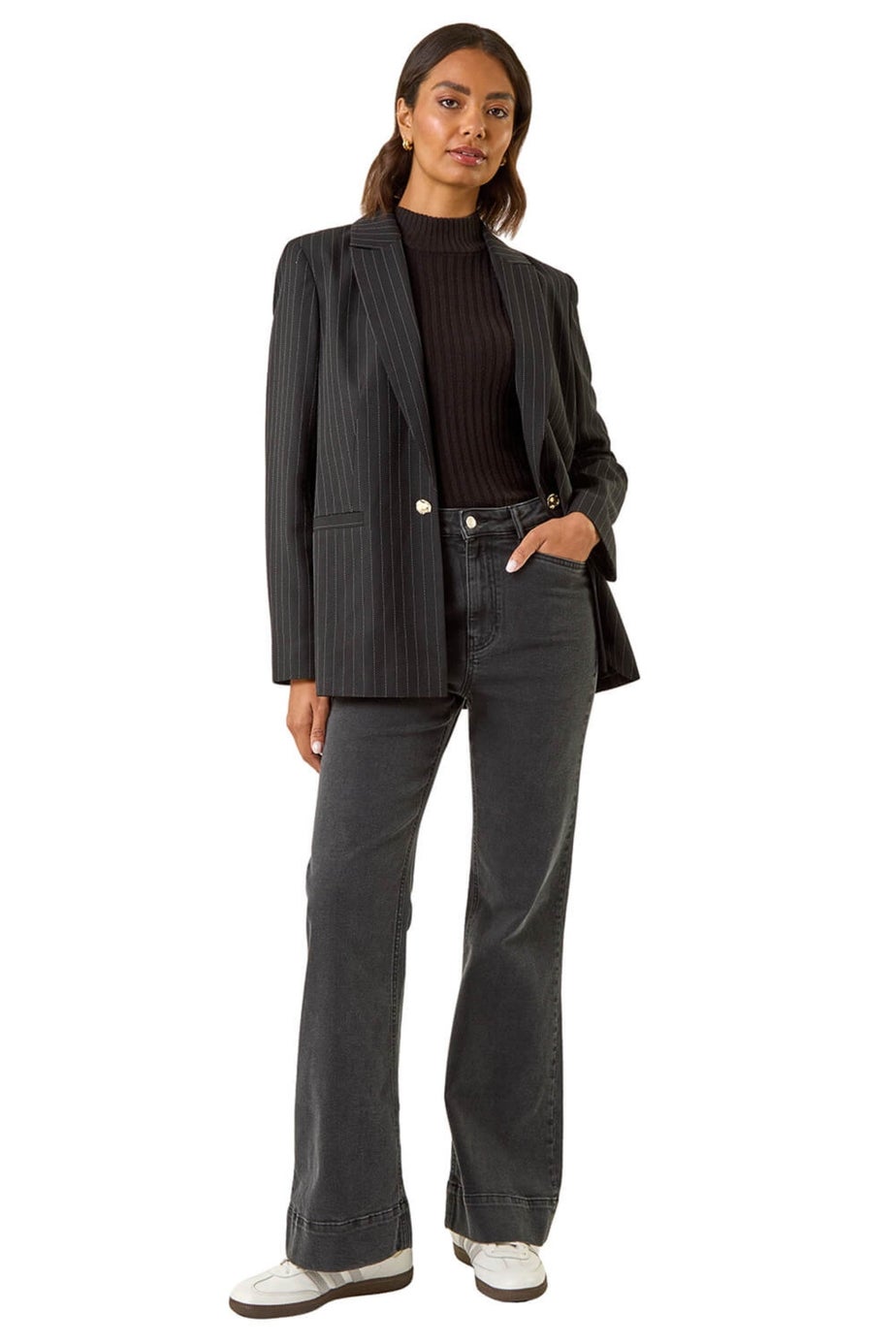 Roman Charcoal Pocket Stretch Flare Jeans