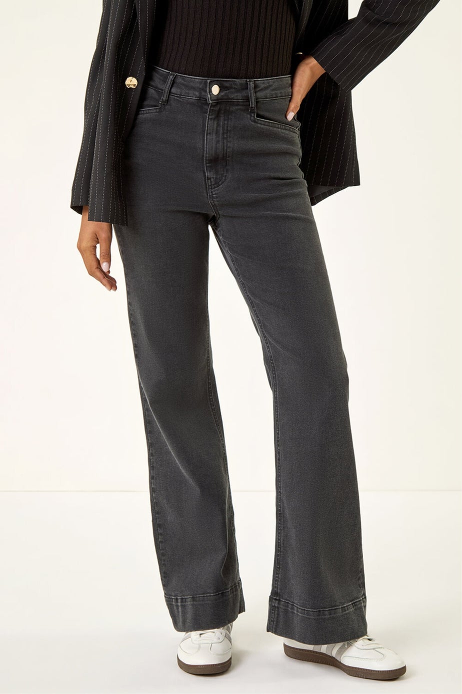 Roman Charcoal Pocket Stretch Flare Jeans
