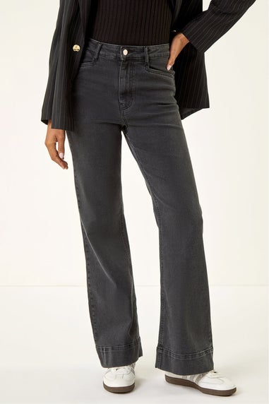 Roman Charcoal Pocket Stretch Flare Jeans