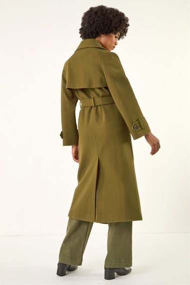 Roman Olive Textured Premium Belted Smart Coat