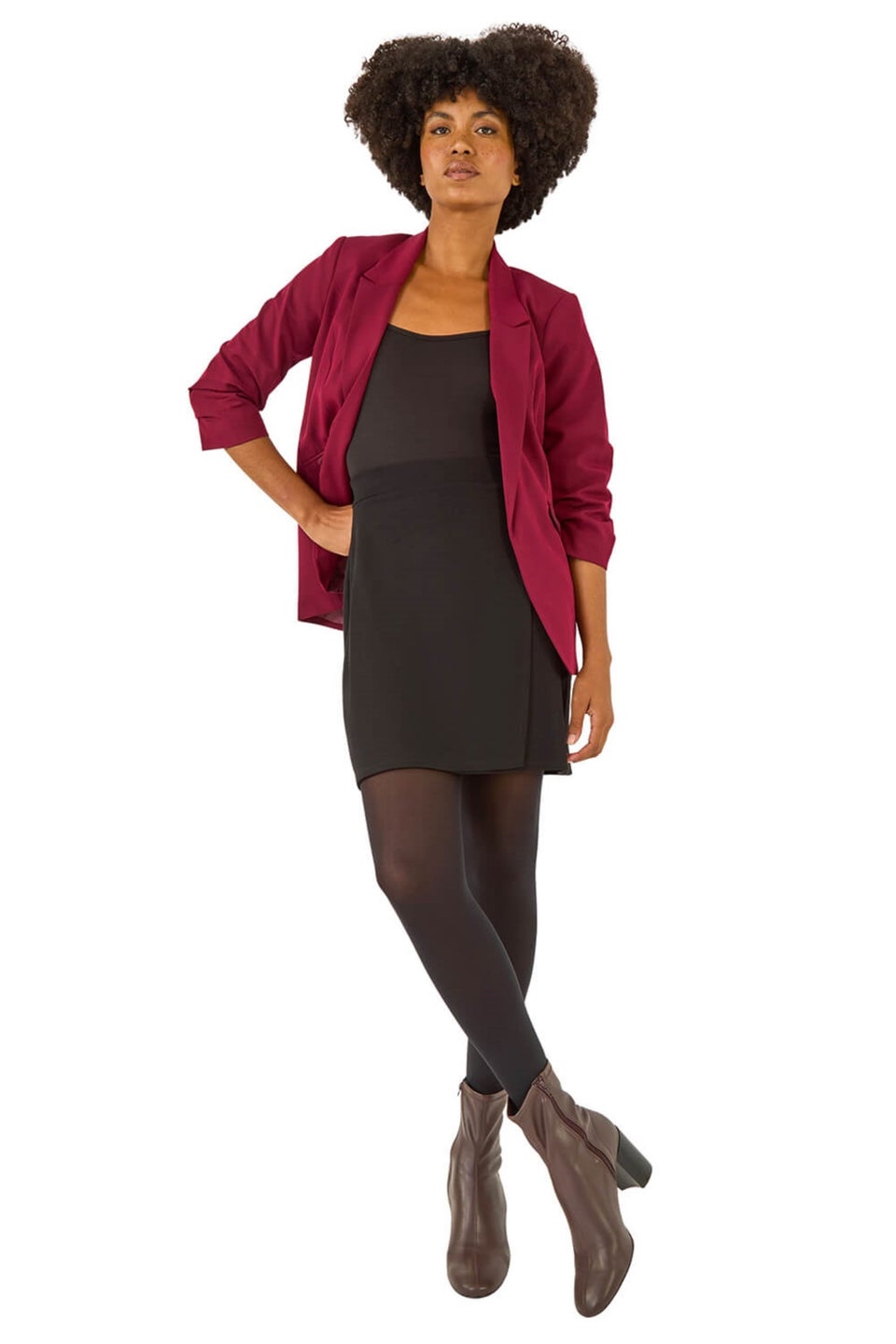 Roman Black Wrap A-Line Stretch Skirt