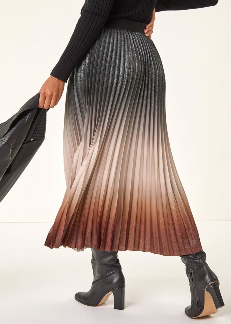 Roman Mocha Ombre Pleated Stretch Skirt
