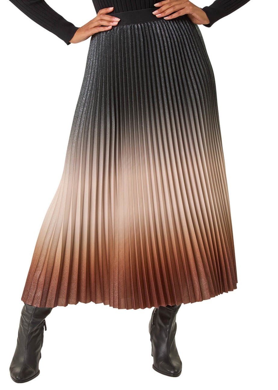 Roman Mocha Ombre Pleated Stretch Skirt