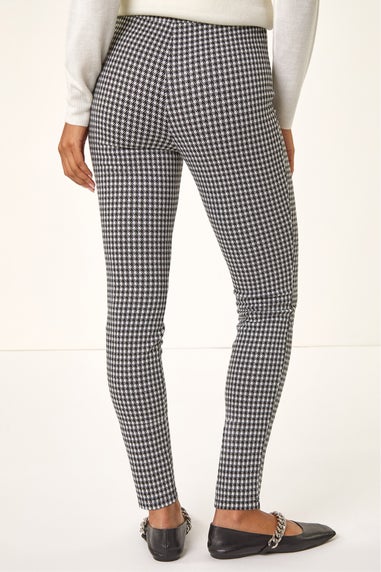 Roman Black Check Print Ponte Slim Leg Trouser