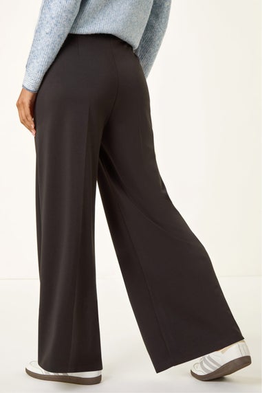 Roman Black Wide Leg Ponte Stretch Trouser