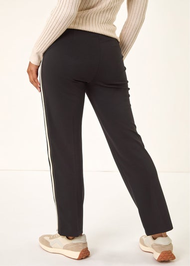 Roman Black Stripe Straight Leg Side Stripe Trousers