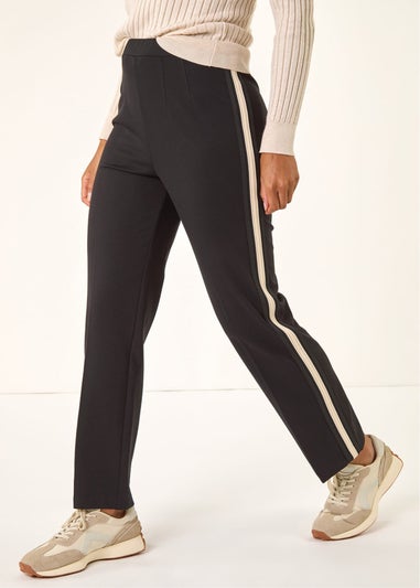 Roman Black Stripe Straight Leg Side Stripe Trousers