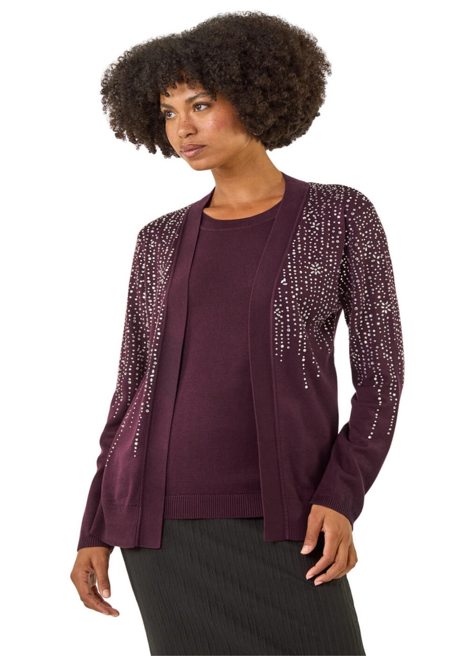 Roman Burgundy Embellished Hotfix Layered Knit