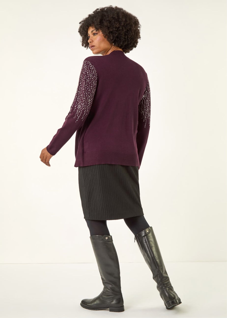 Roman Burgundy Embellished Hotfix Layered Knit