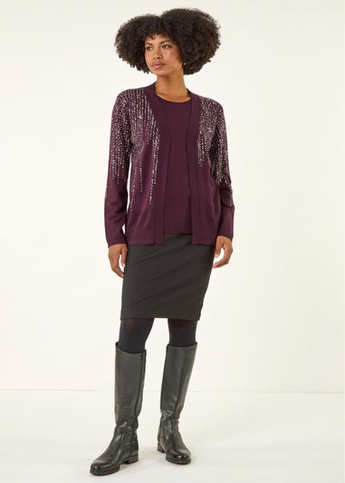 Roman Burgundy Embellished Hotfix Layered Knit
