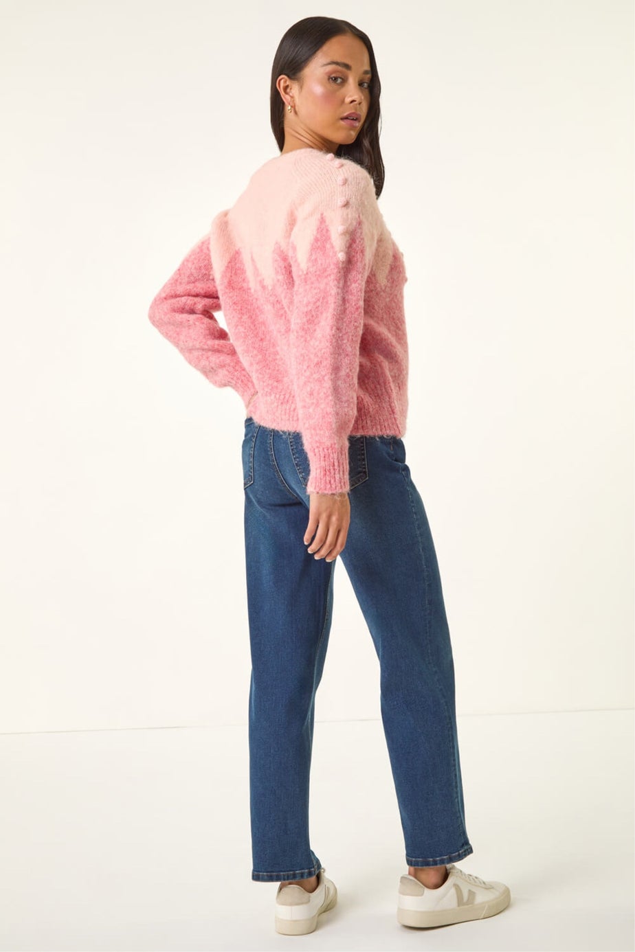 Roman Pink Petite Bobble Buttoned Knit Cardigan