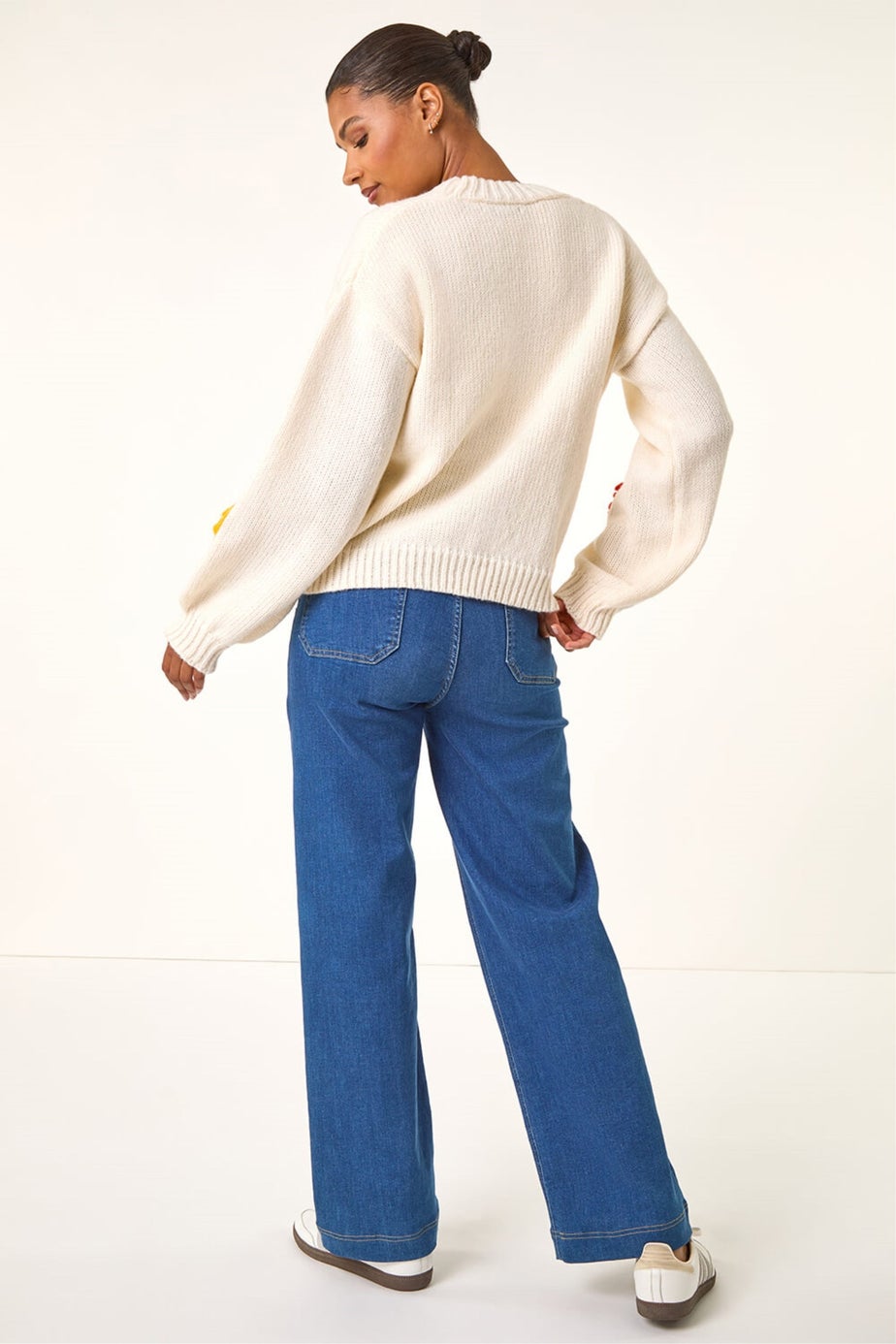 Roman Ivory Fruit Embroidered Knit Cardigan