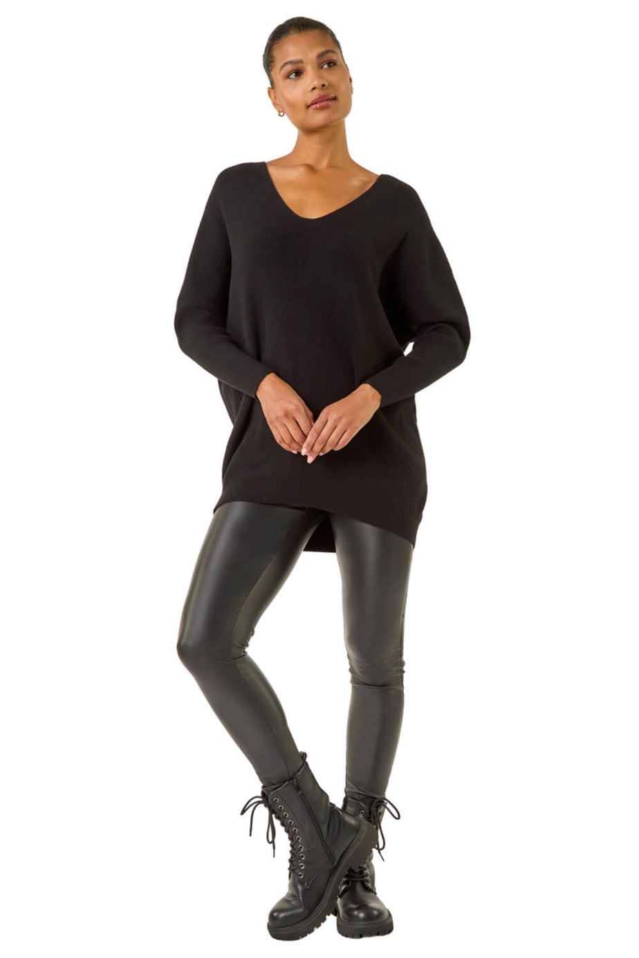 Roman Black Animal Print Eyelet Back Knit Jumper