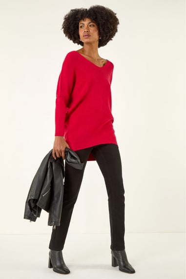 Roman Red Animal Print Eyelet Back Knit Jumper