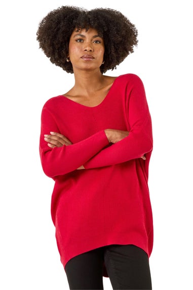 Roman Red Animal Print Eyelet Back Knit Jumper