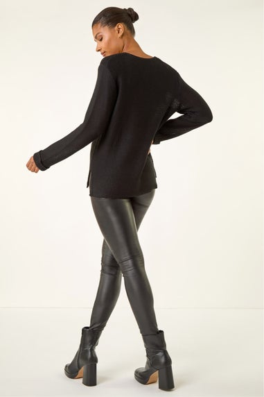 Roman Black Soft Knitted Jumper