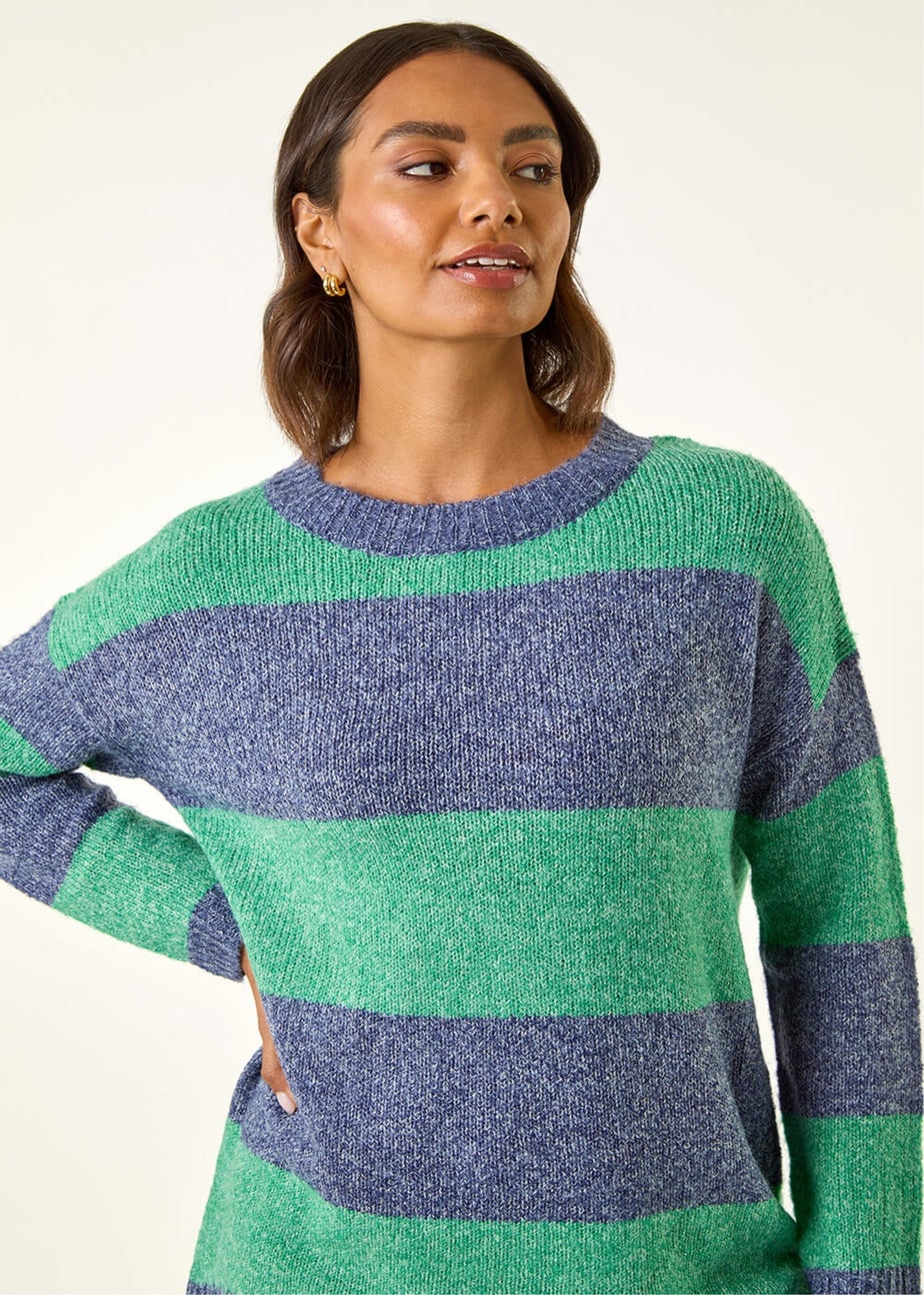 Roman Green Stripe Soft Knit Jumper