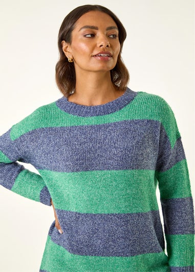 Roman Green Stripe Soft Knit Jumper