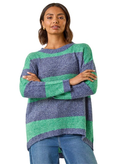 Roman Green Stripe Soft Knit Jumper