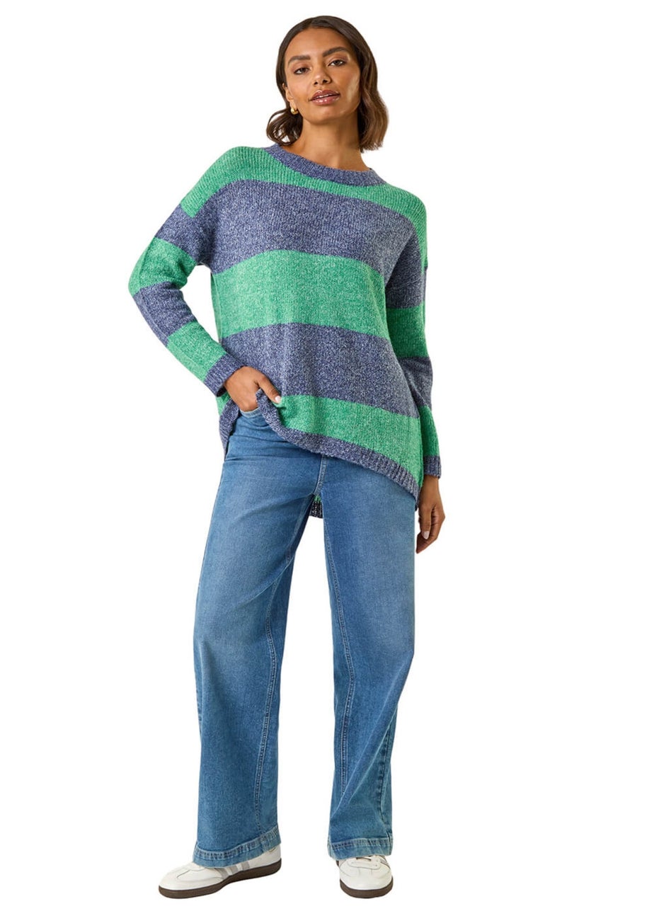 Roman Green Stripe Soft Knit Jumper