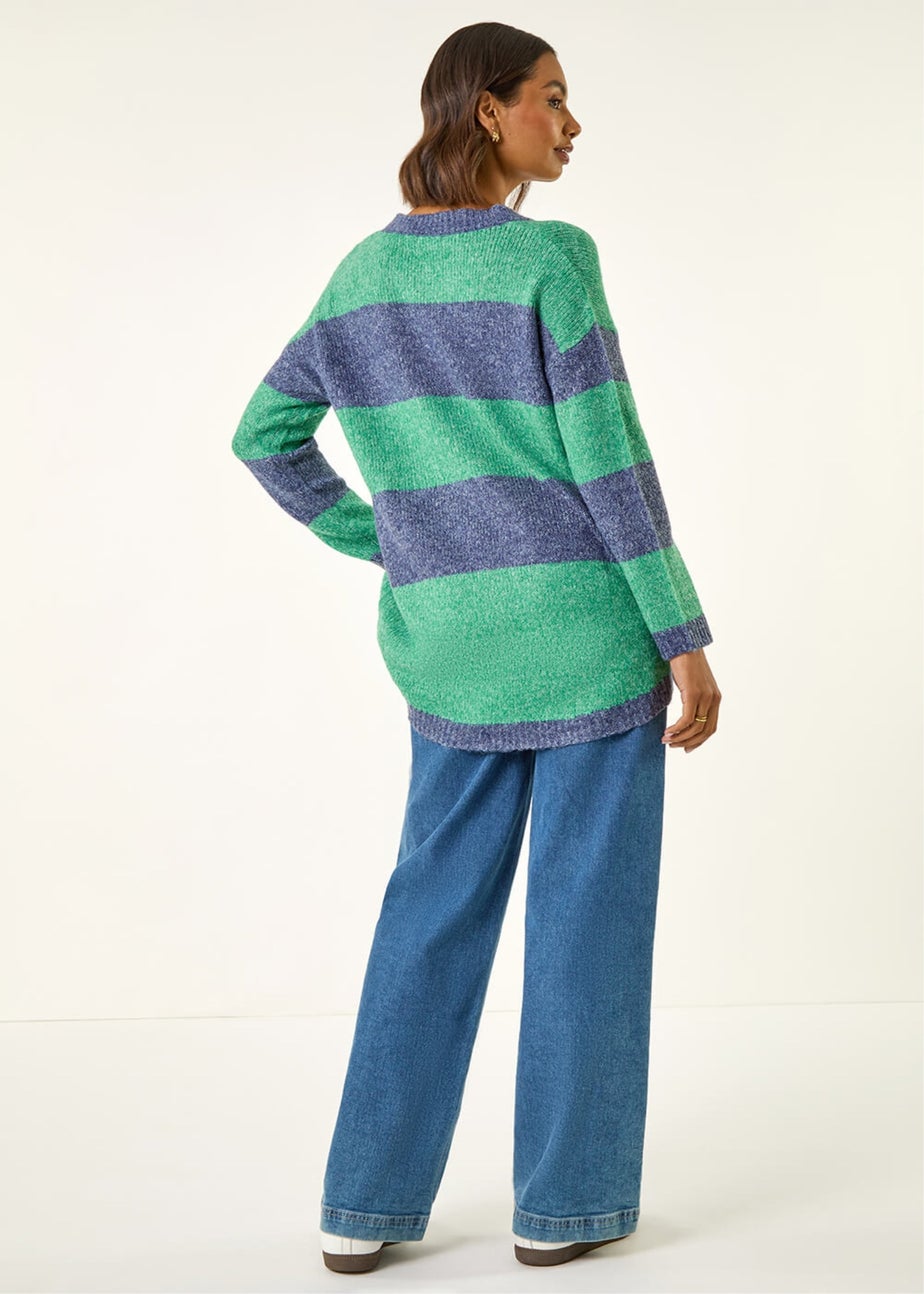 Roman Green Stripe Soft Knit Jumper
