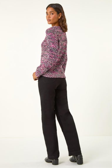 Roman Magenta Crew Neck Tape Yarn Knit Jumper