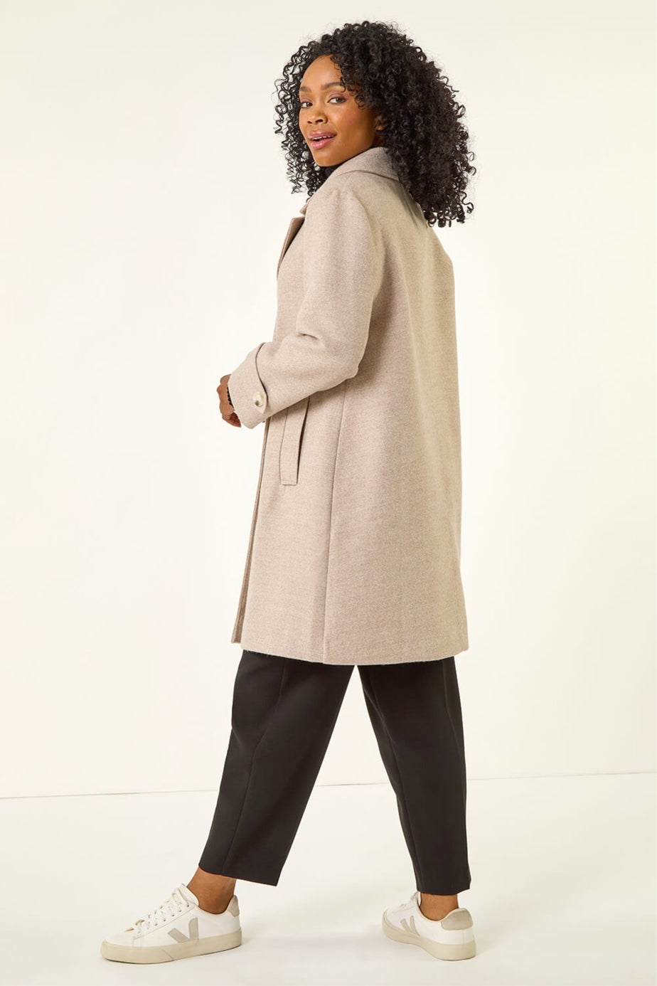 Roman Camel Petite Double Breasted Tailored Coat