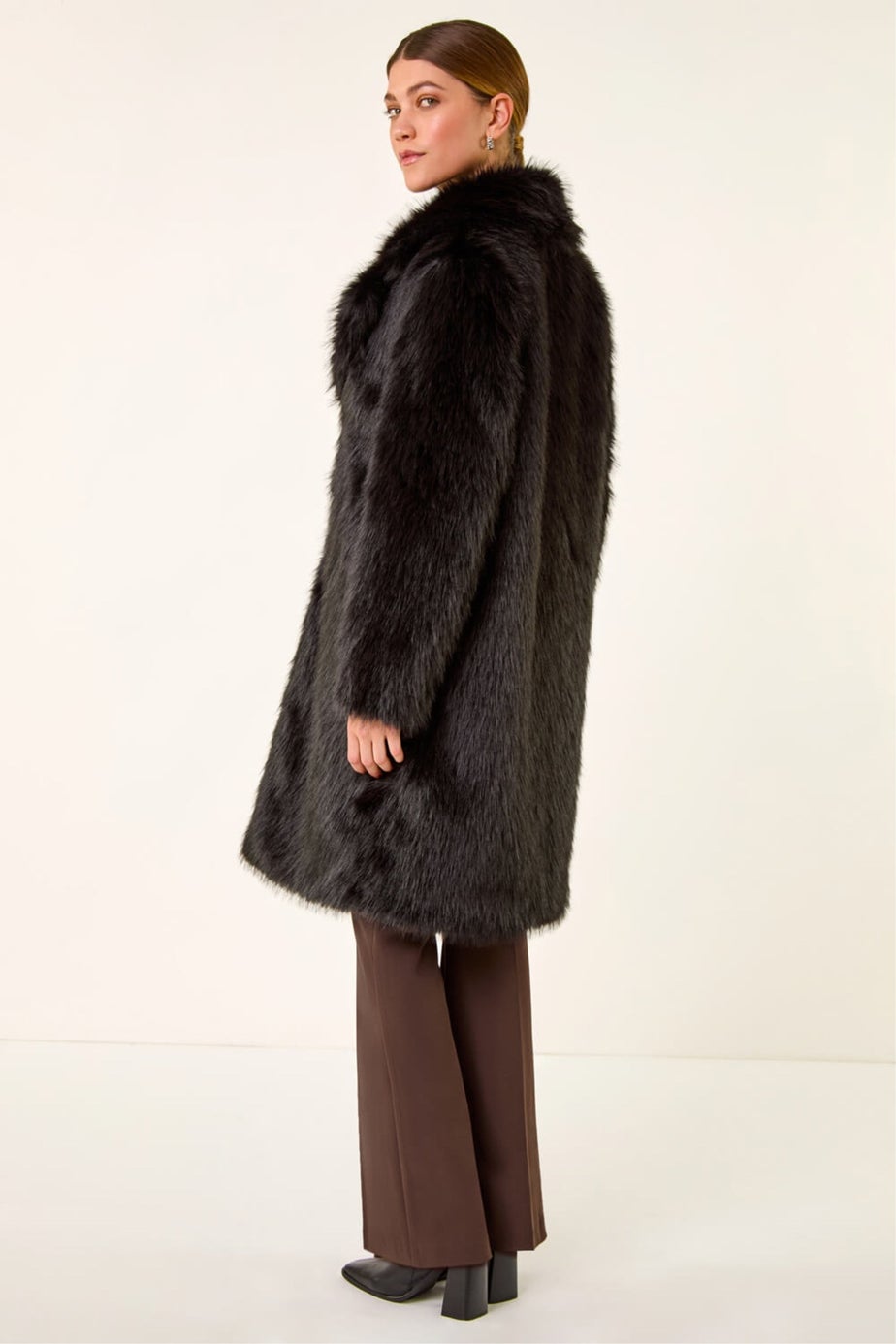Roman Black Premium Faux Fur Coat