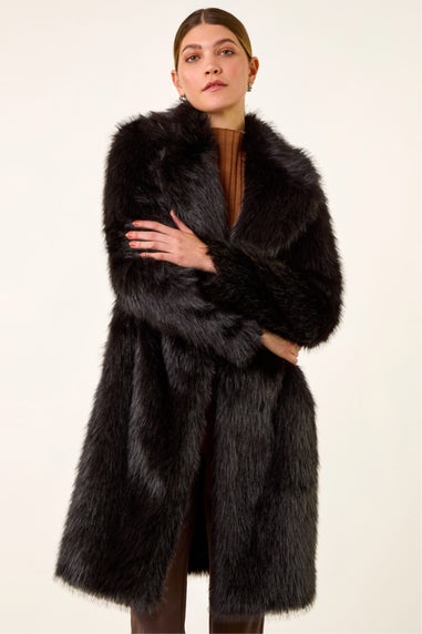 Roman Black Premium Faux Fur Coat