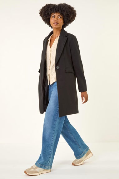 Roman Black Tailored Longline Coat