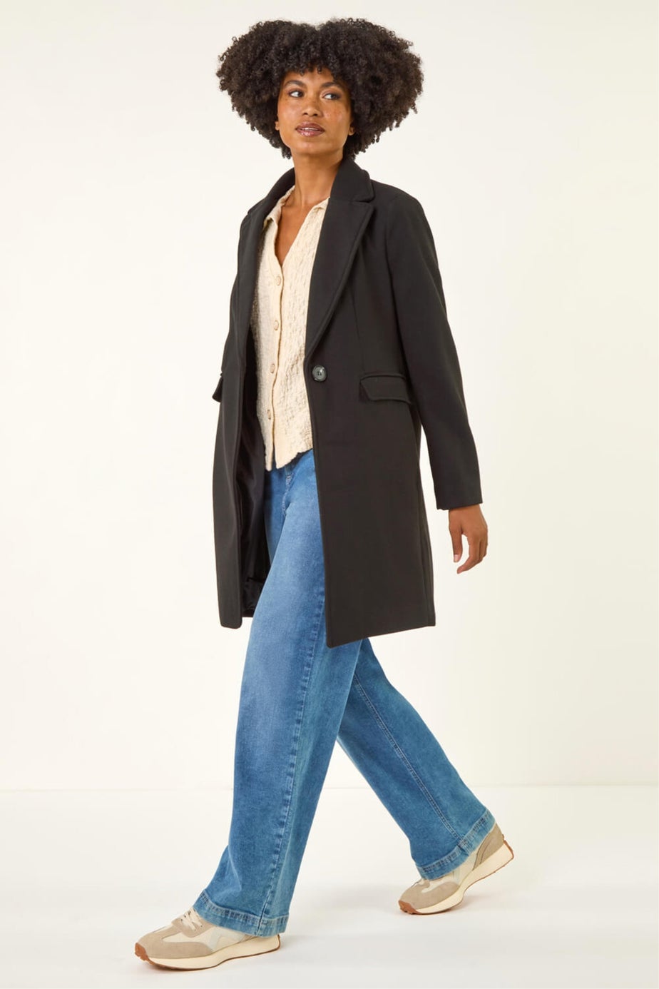 Roman Black Tailored Longline Coat