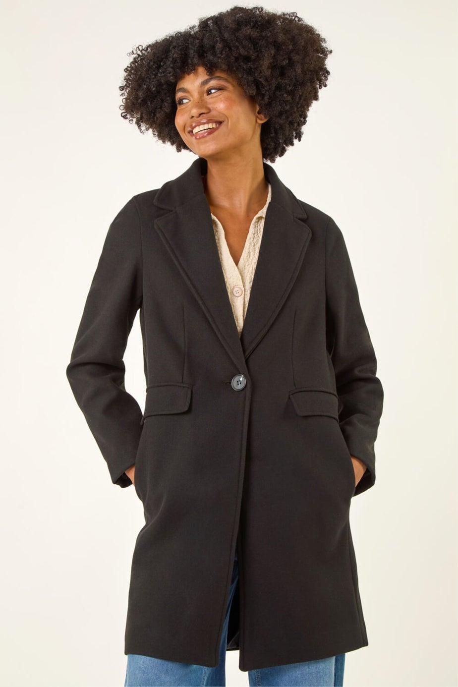 Roman Black Tailored Longline Coat