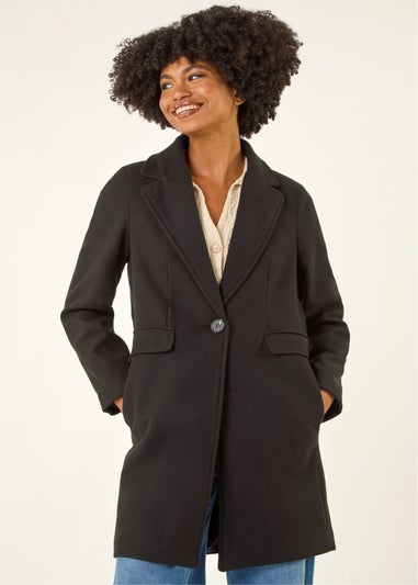 Roman Black Tailored Longline Coat