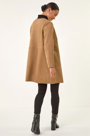 Roman Tan Petite Faux Suede Jacket