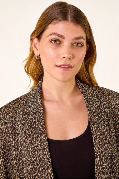Roman Black Animal Print Stretch Blazer