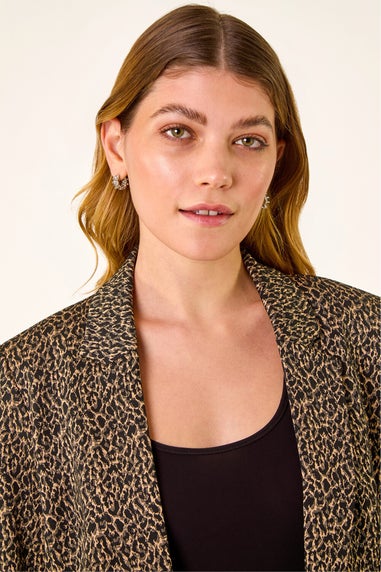 Roman Black Animal Print Stretch Blazer