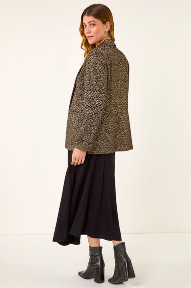 Roman Black Animal Print Stretch Blazer