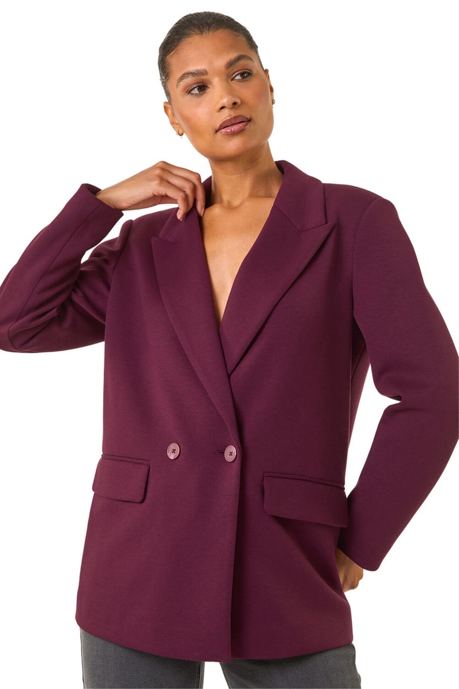 Roman Burgundy Premium Stretch Ponte Blazer