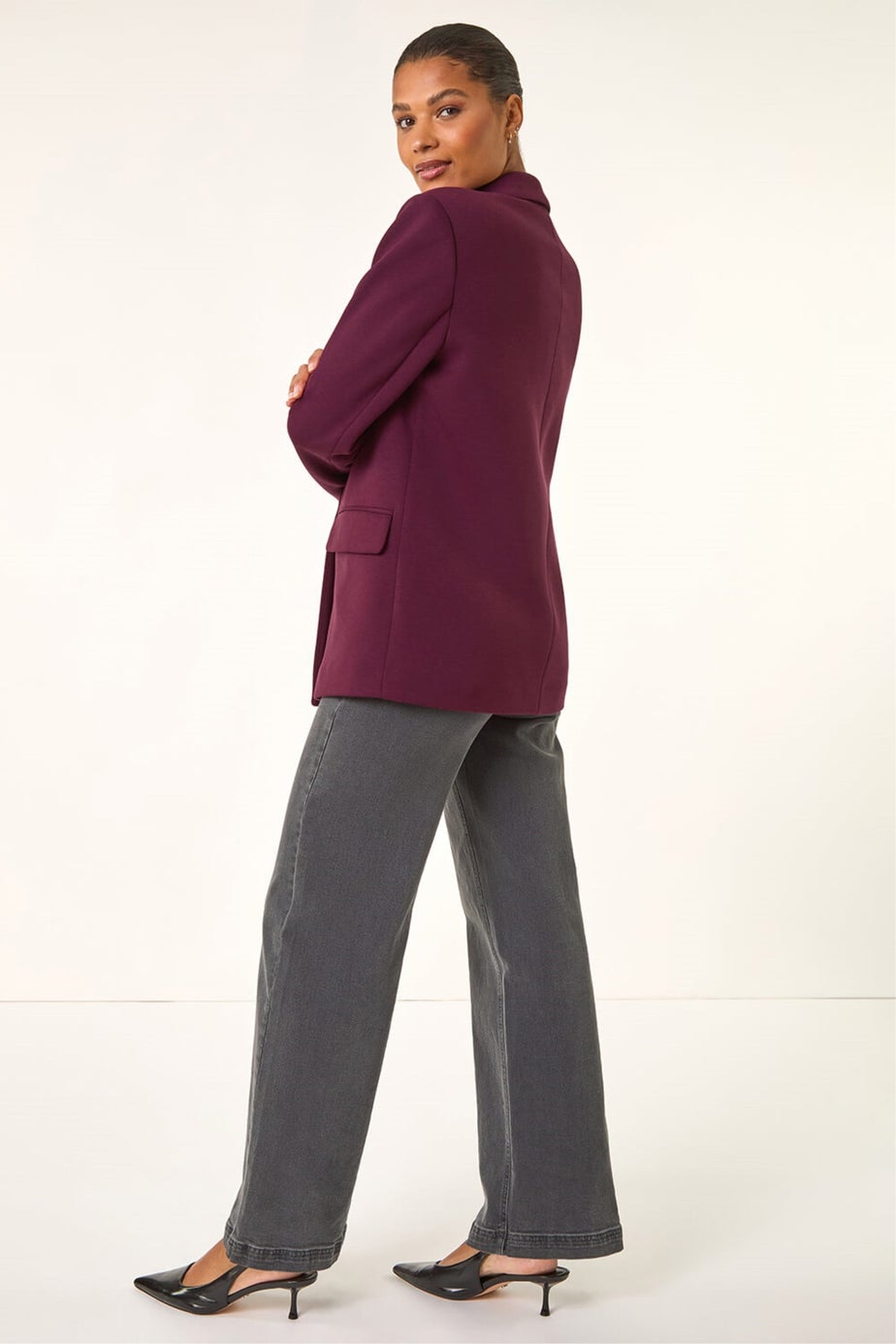 Roman Burgundy Premium Stretch Ponte Blazer